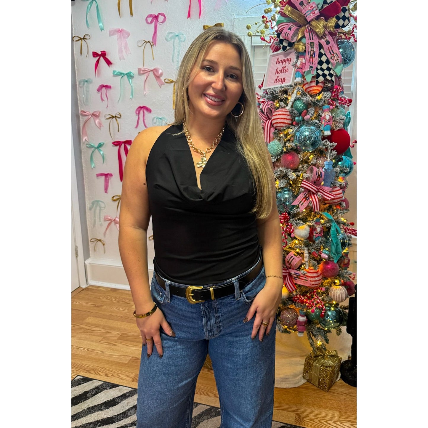 Cameron Halter Top, Black