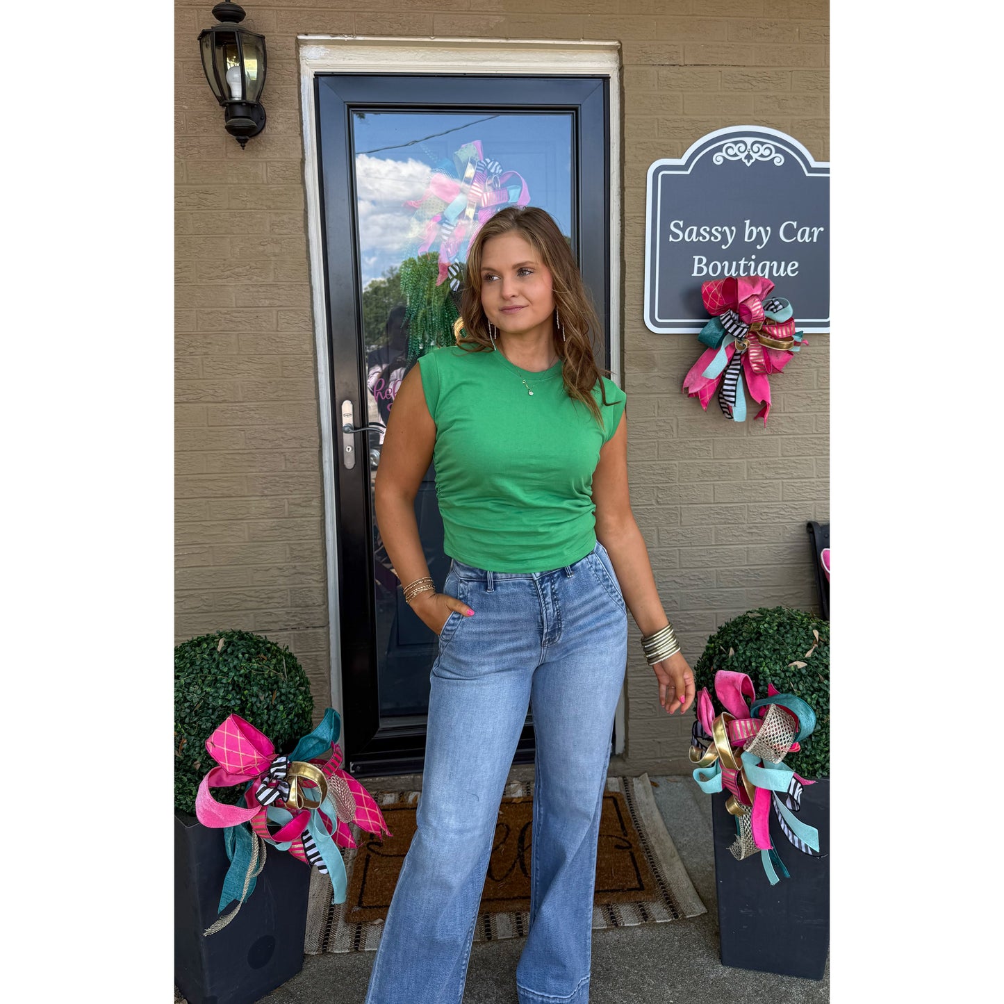 Apple Green Detail Top