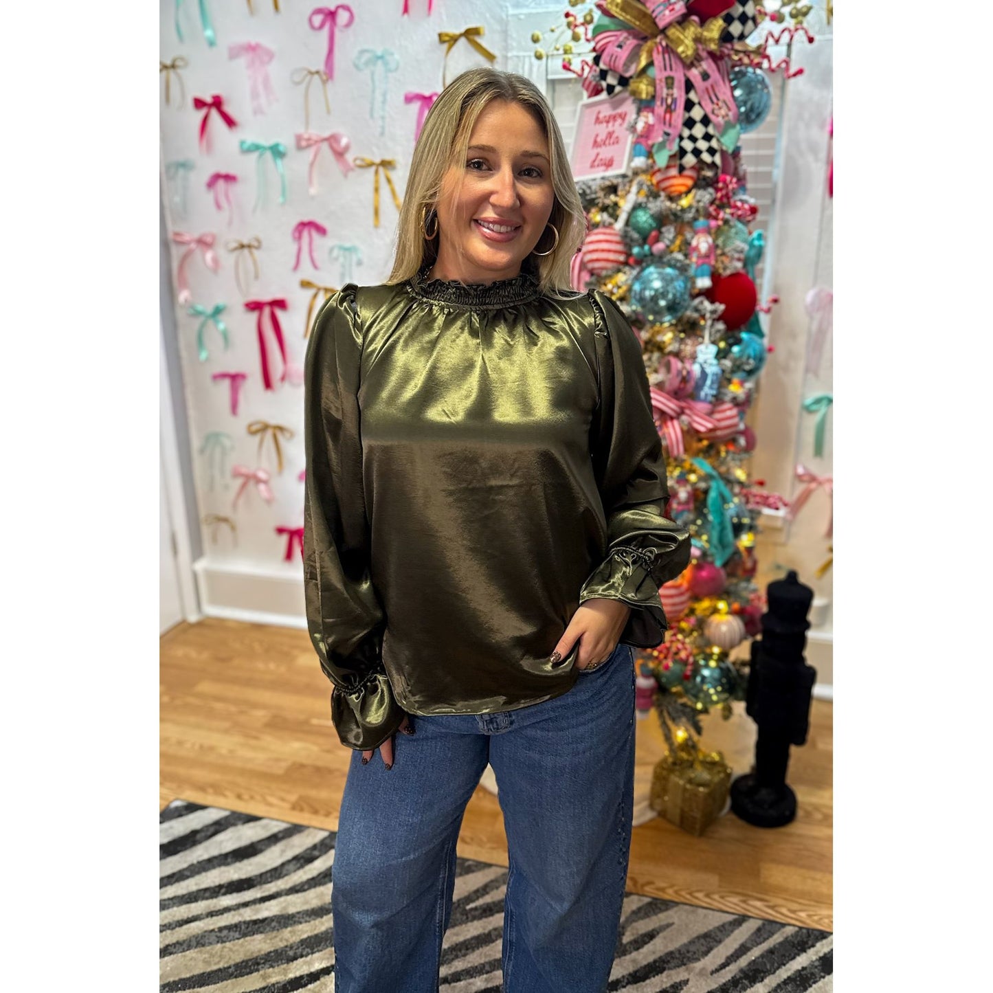 Chloe Blouse, Olive Green