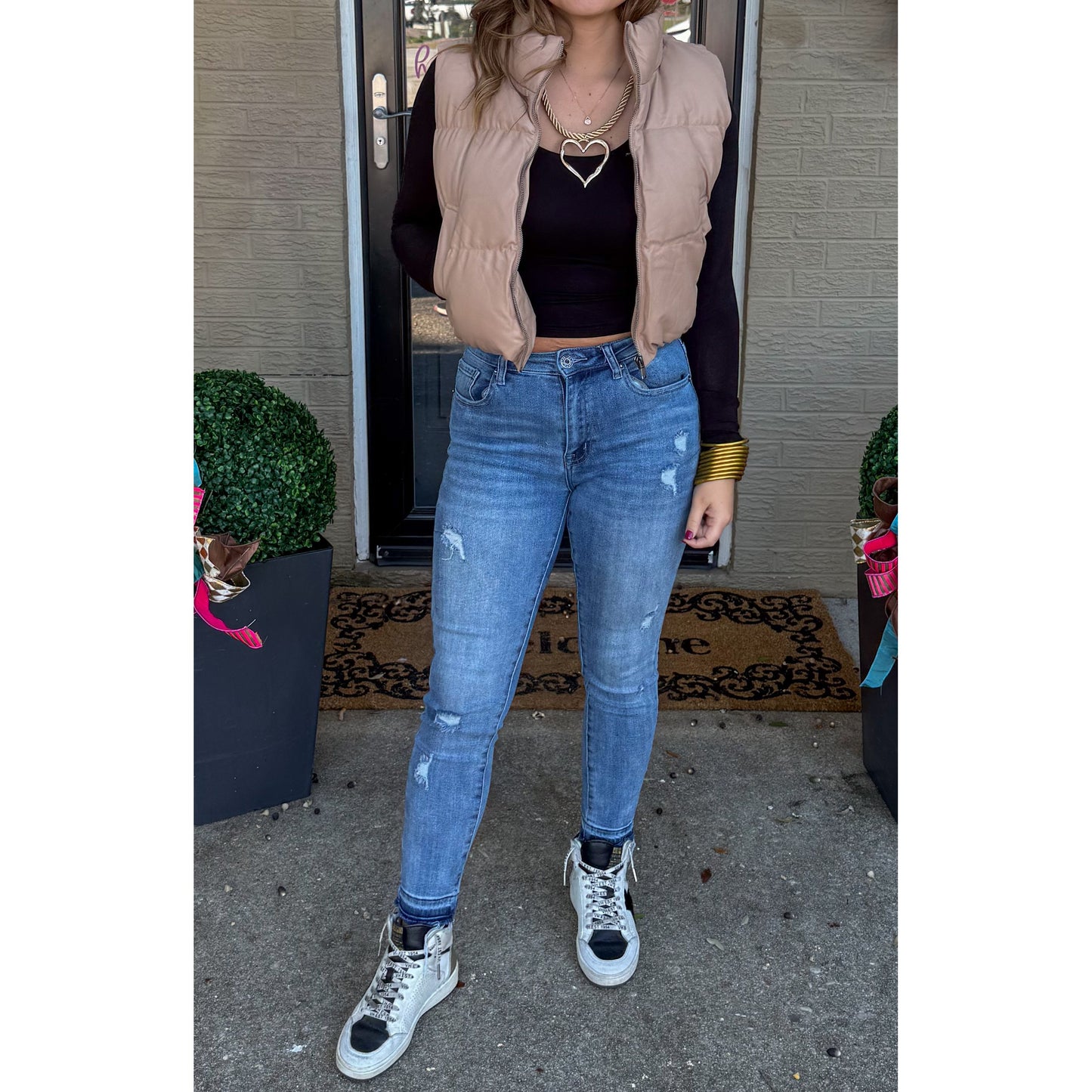 Raelyn Faux Leather Puffer, Mocha