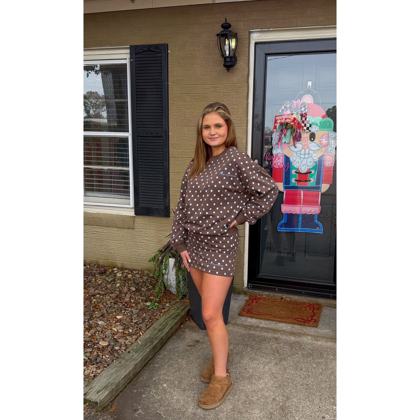 Trust the Process Polka Dot Lounge Set, Blue/Brown