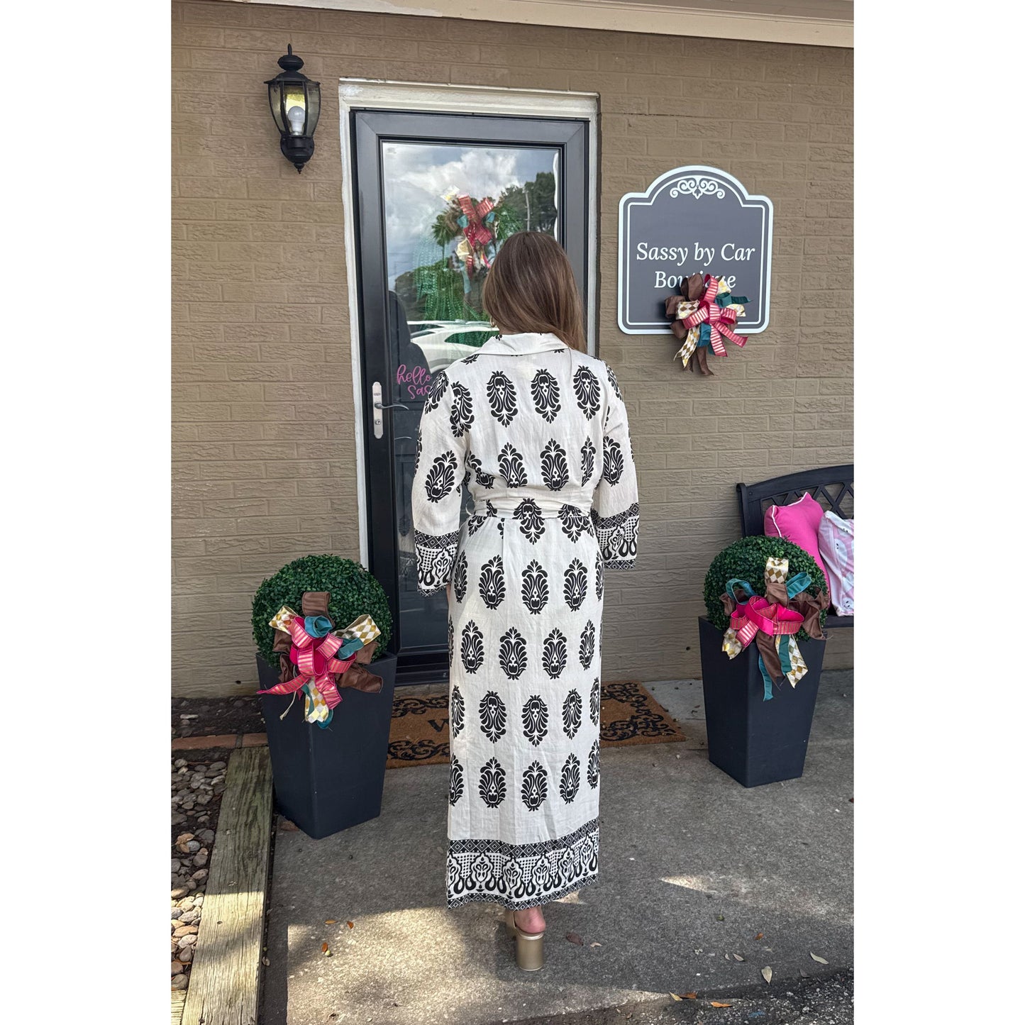 Poppy Maxi Dress, Black/White