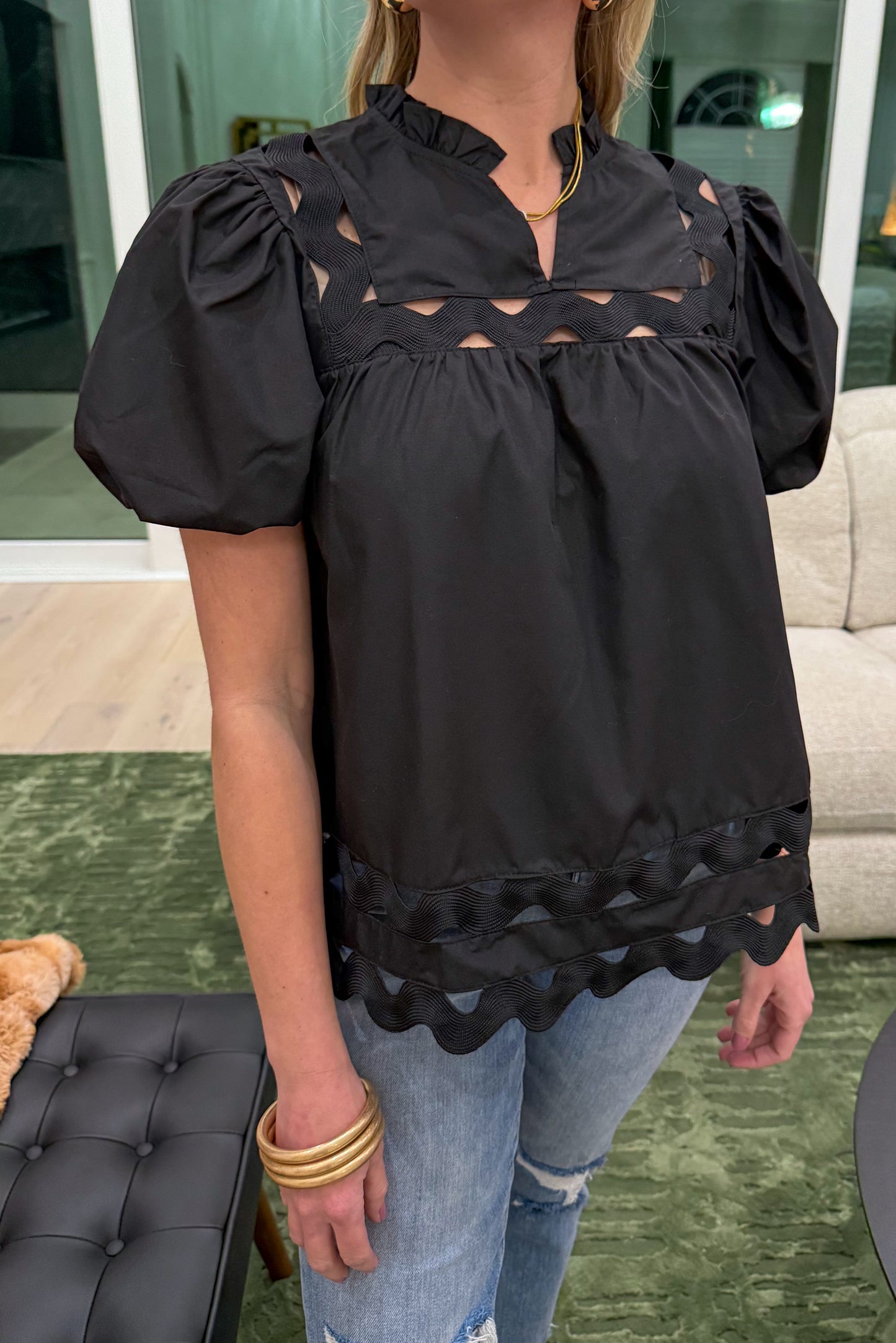 Naomi Ric/Rac Blouse, Black