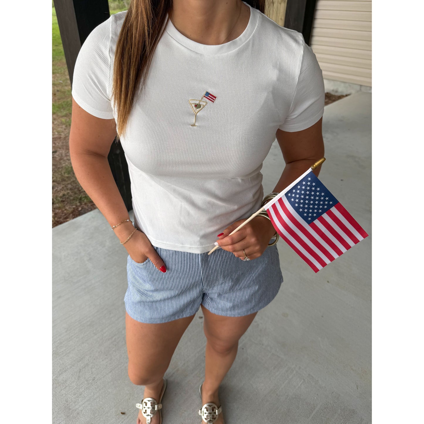 USA Cocktail Embroidered Baby Tee