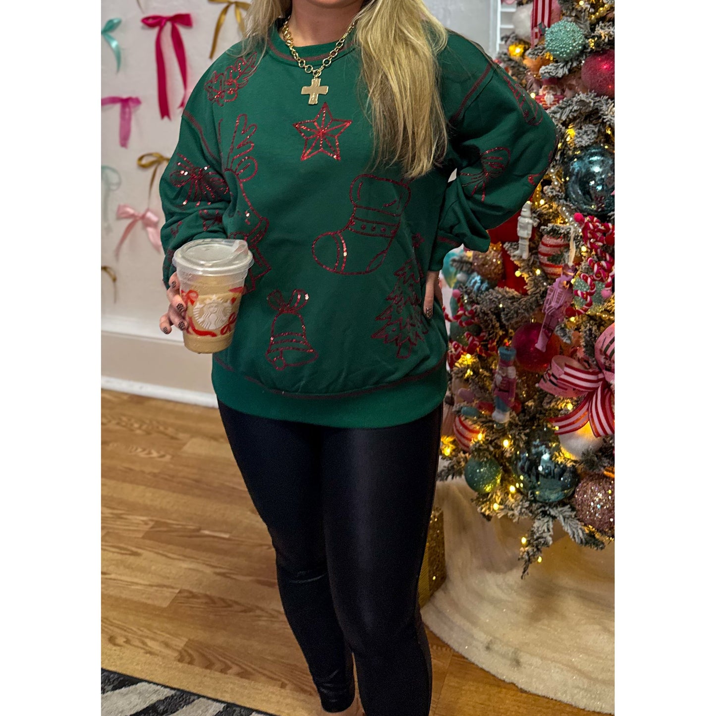 Green Top w/ Sequin Detail