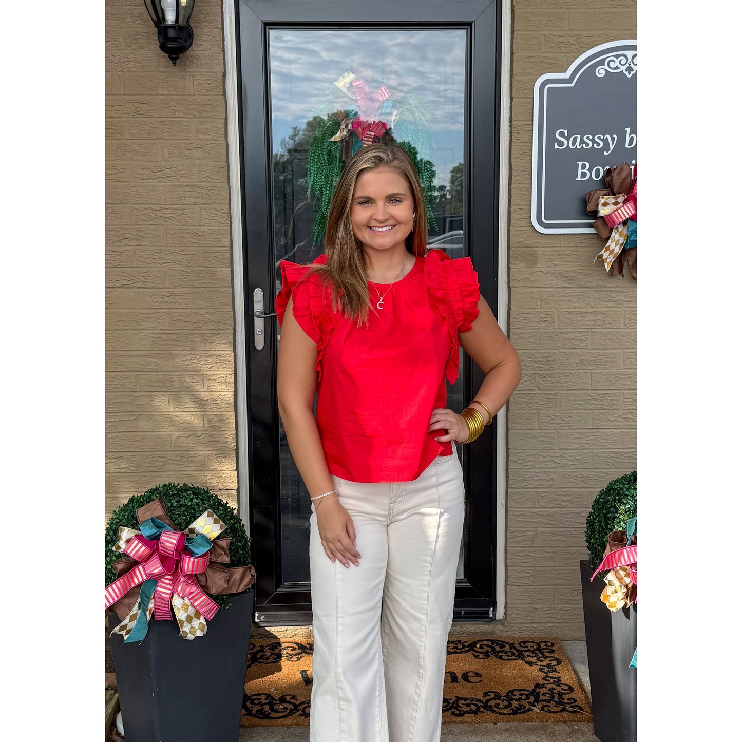 Palmer Blouse, Cherry Red