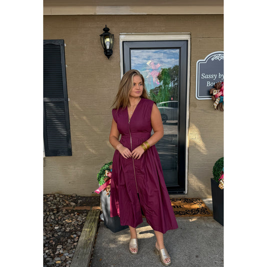 Annie Midi Dress, Burgundy
