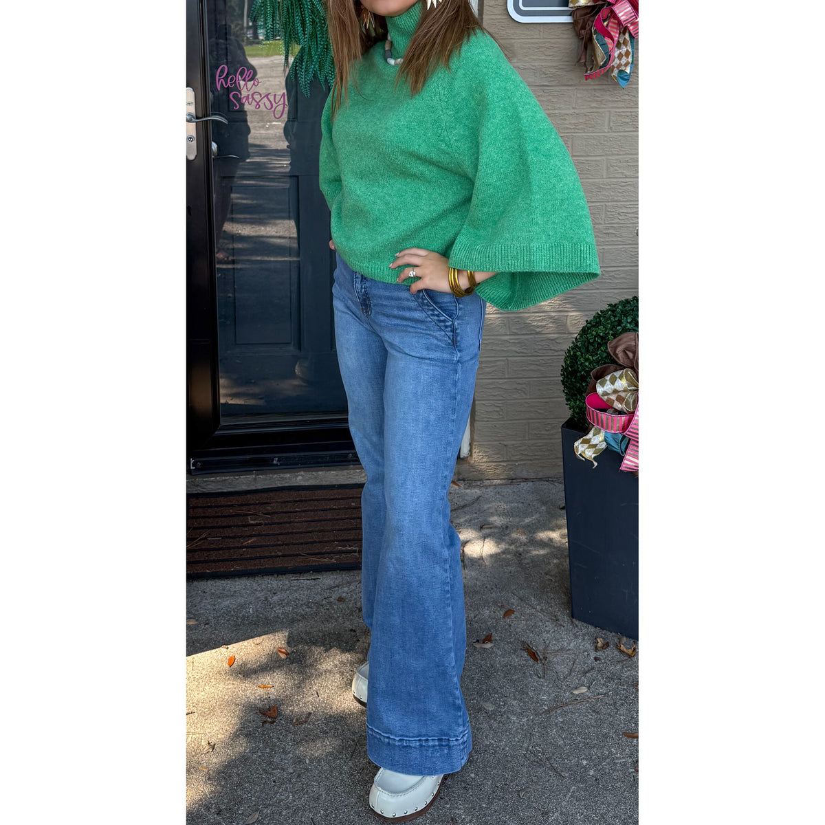 Ellison Mockneck Sweater, Apple Green