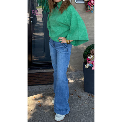 Ellison Mockneck Sweater, Apple Green
