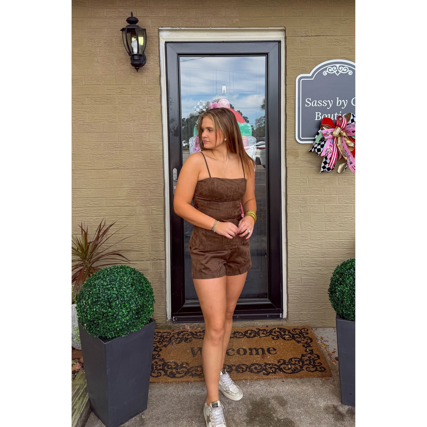 Isla Faux Suede Set, Brown