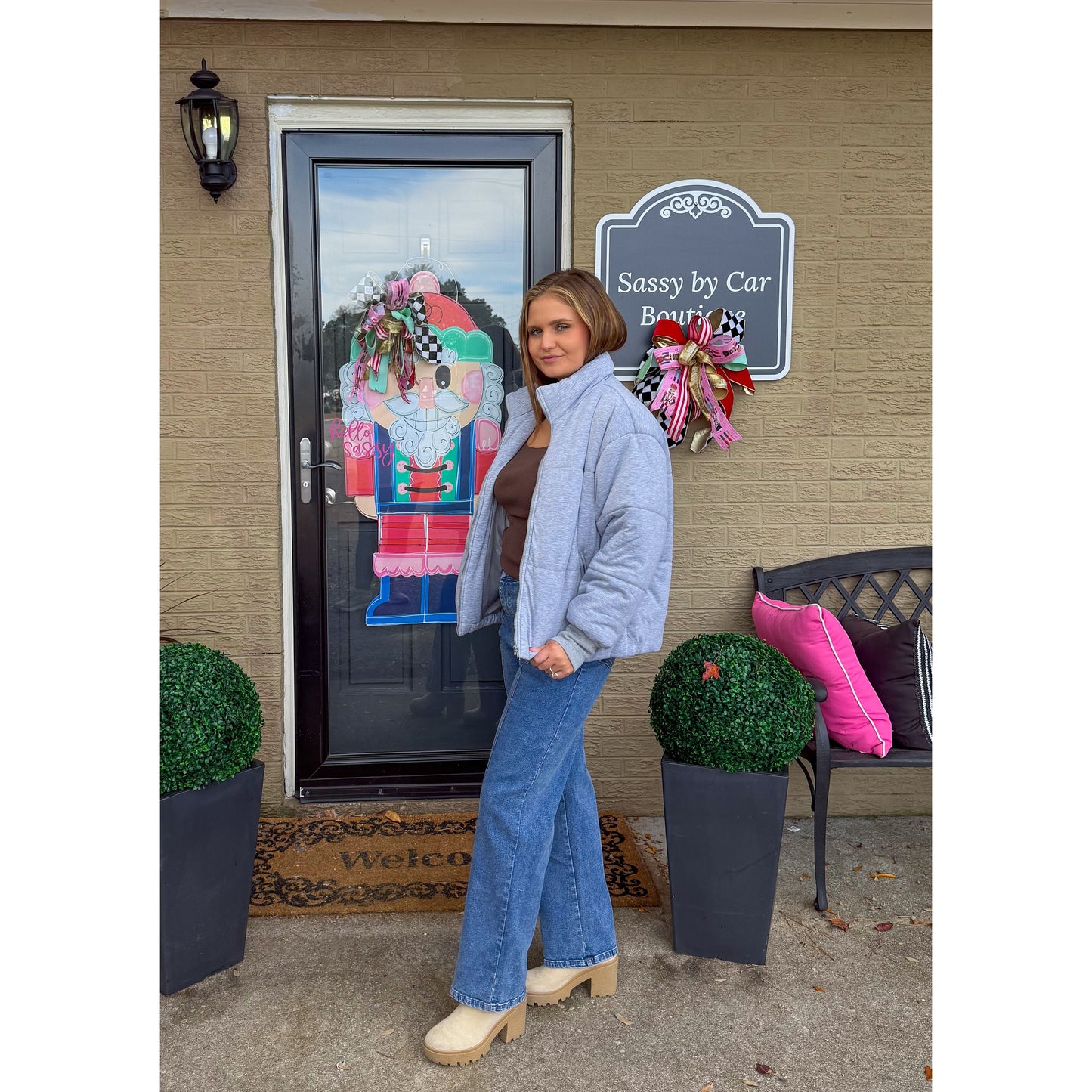 Heather Gray Puffer Jacket