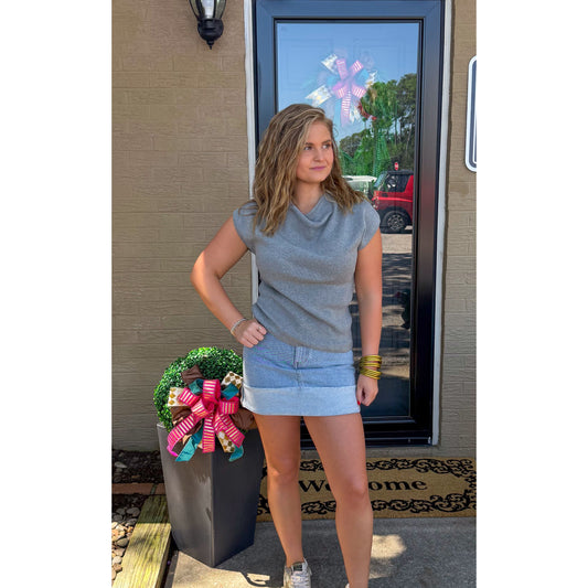 Emery Knit Top, Heather Grey