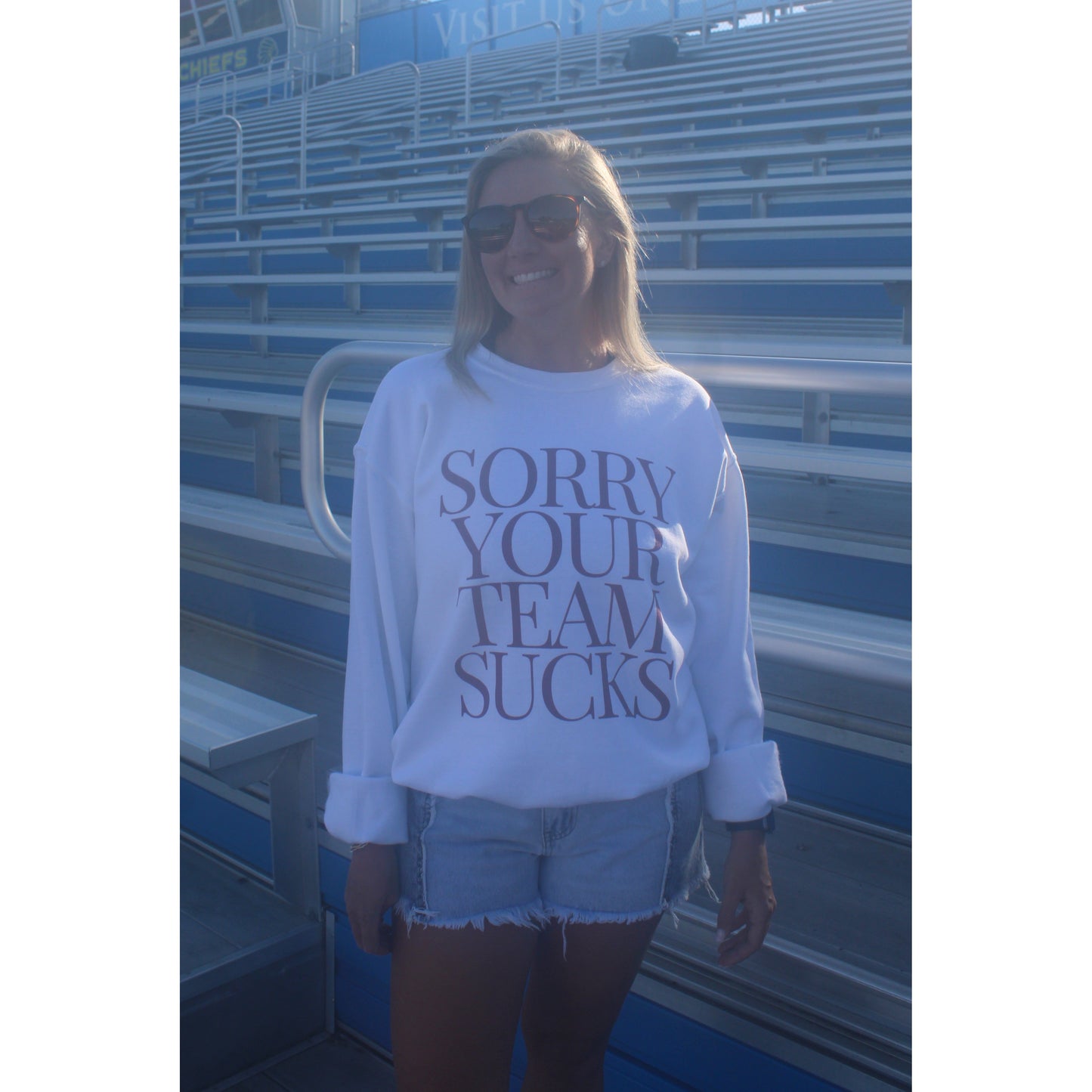 Sorry Your Team Sweatshirt, White/Red