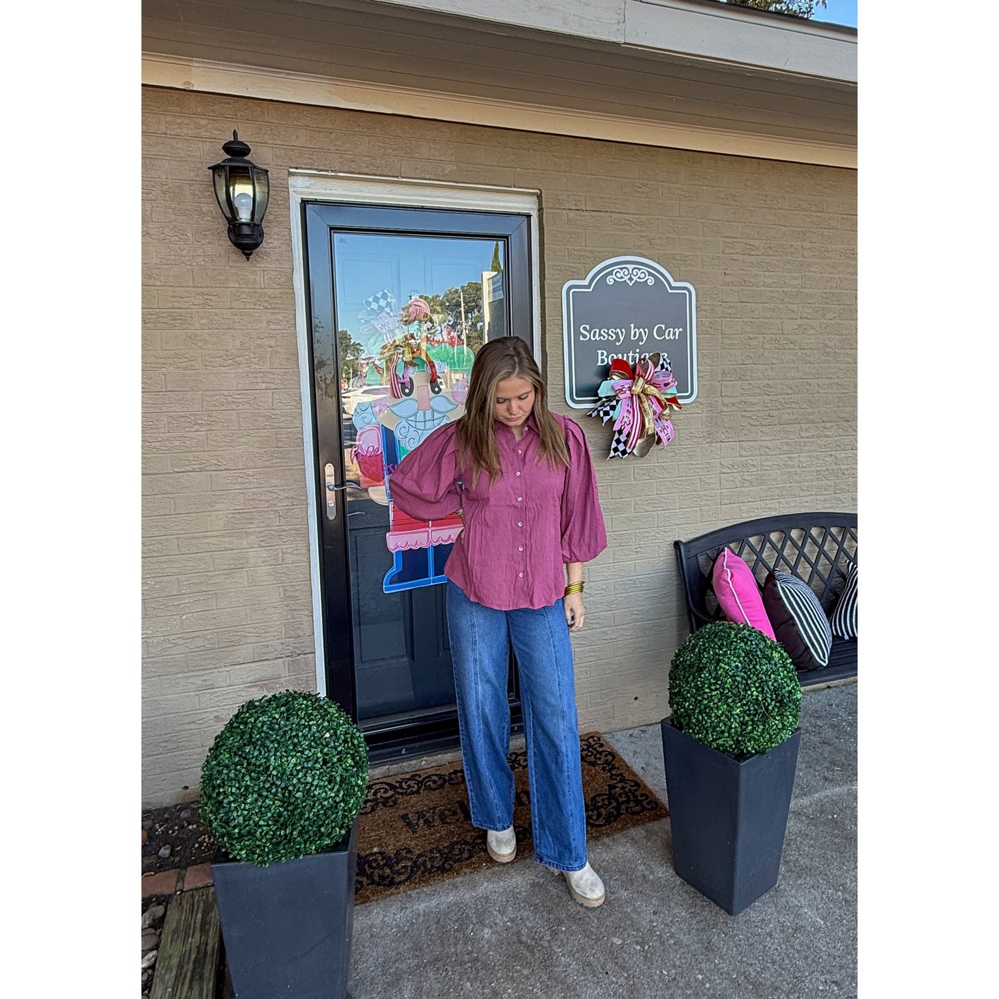 Mabel Detail Blouse, Pink Multi