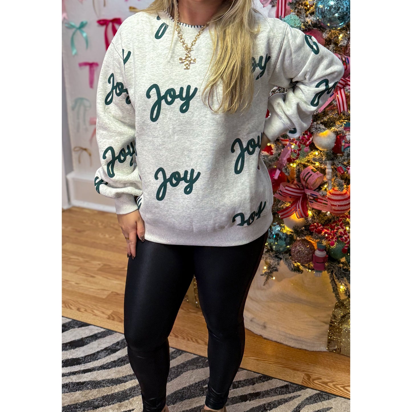 Joy Sweatshirt, Grey/Green