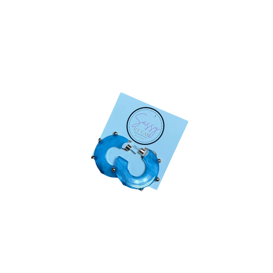 Jeweled Hoops, Light Blue