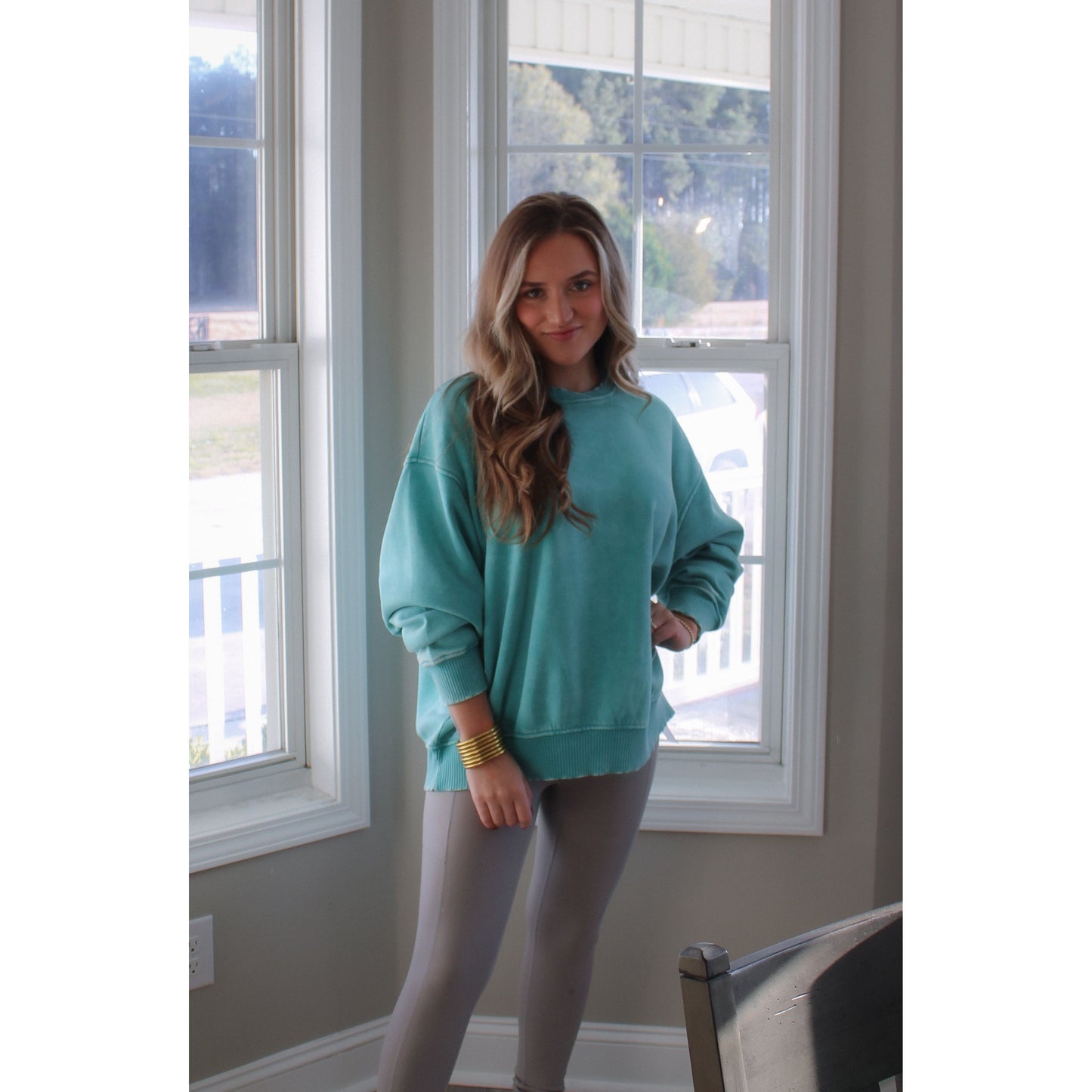 Georgie Oversized Sweatshirt, Turquoise