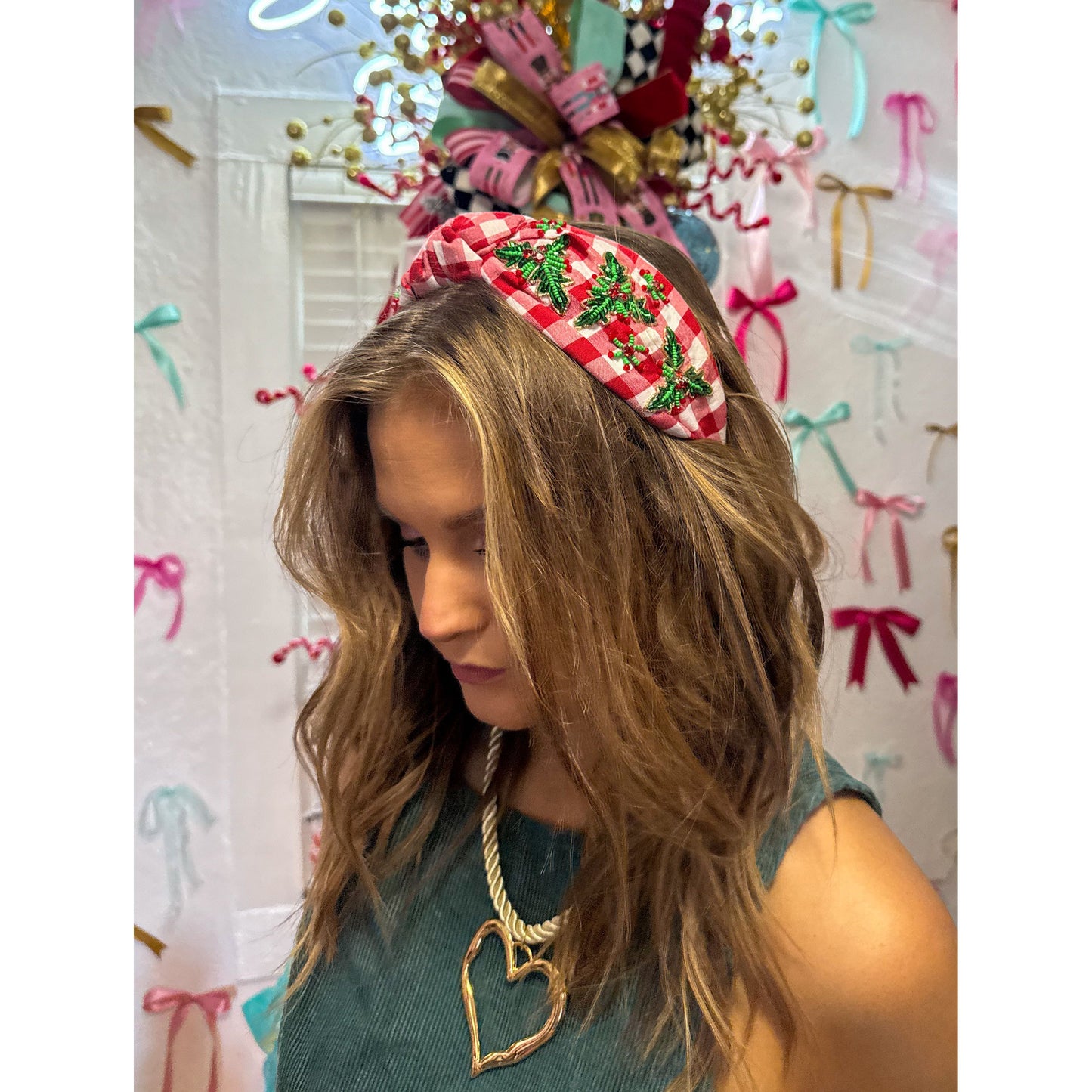 Mistletoe Plaid Headband