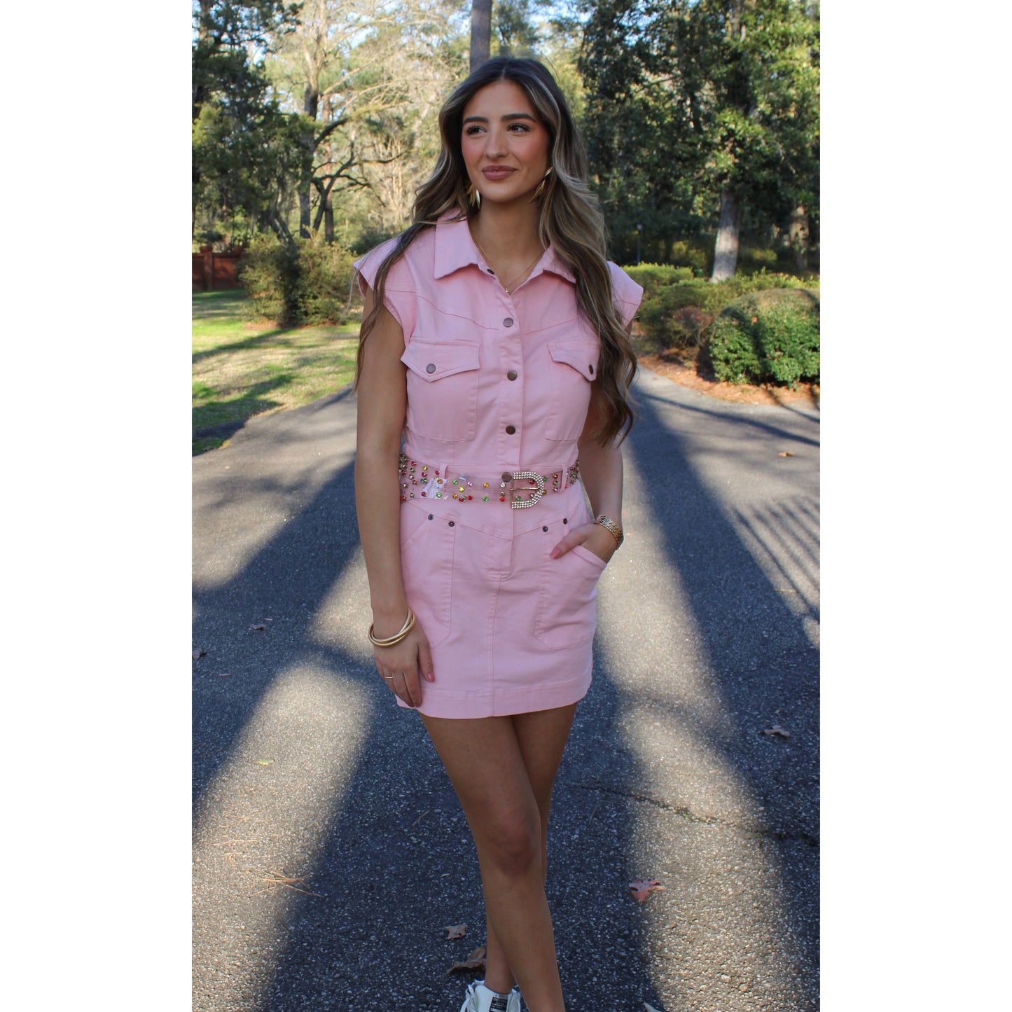 Jordan Denim Dress, Light Pink