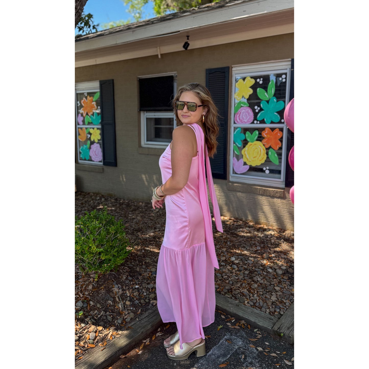 Pinky Maxi Dress w/ Scarf