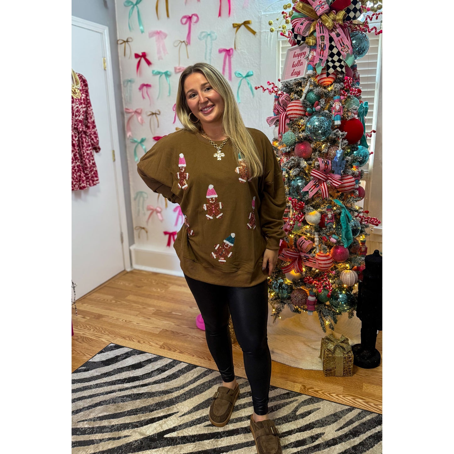 Sequin Gingerbread Top