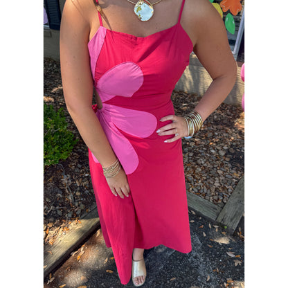 Daisy Midi Dress, Pink/Red