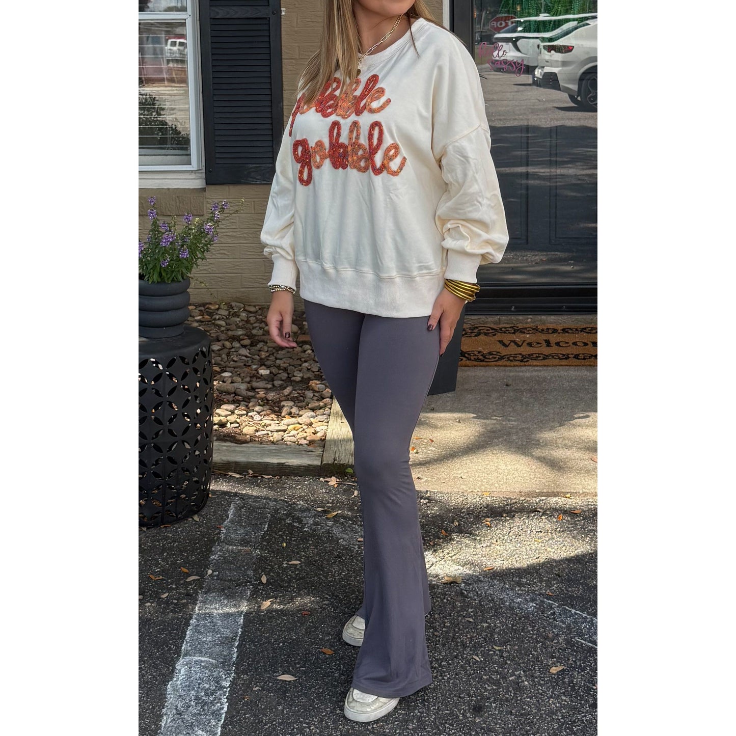 Gobble Gobble Oversized Top, Ivory Multi