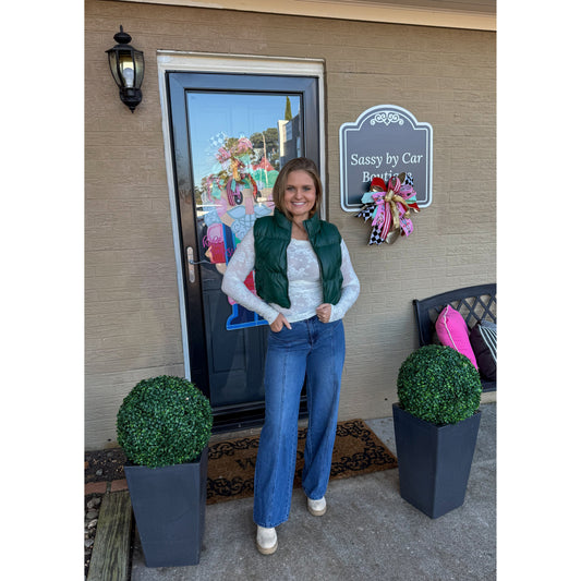 Raelyn Faux Leather Puffer, Hunter Green