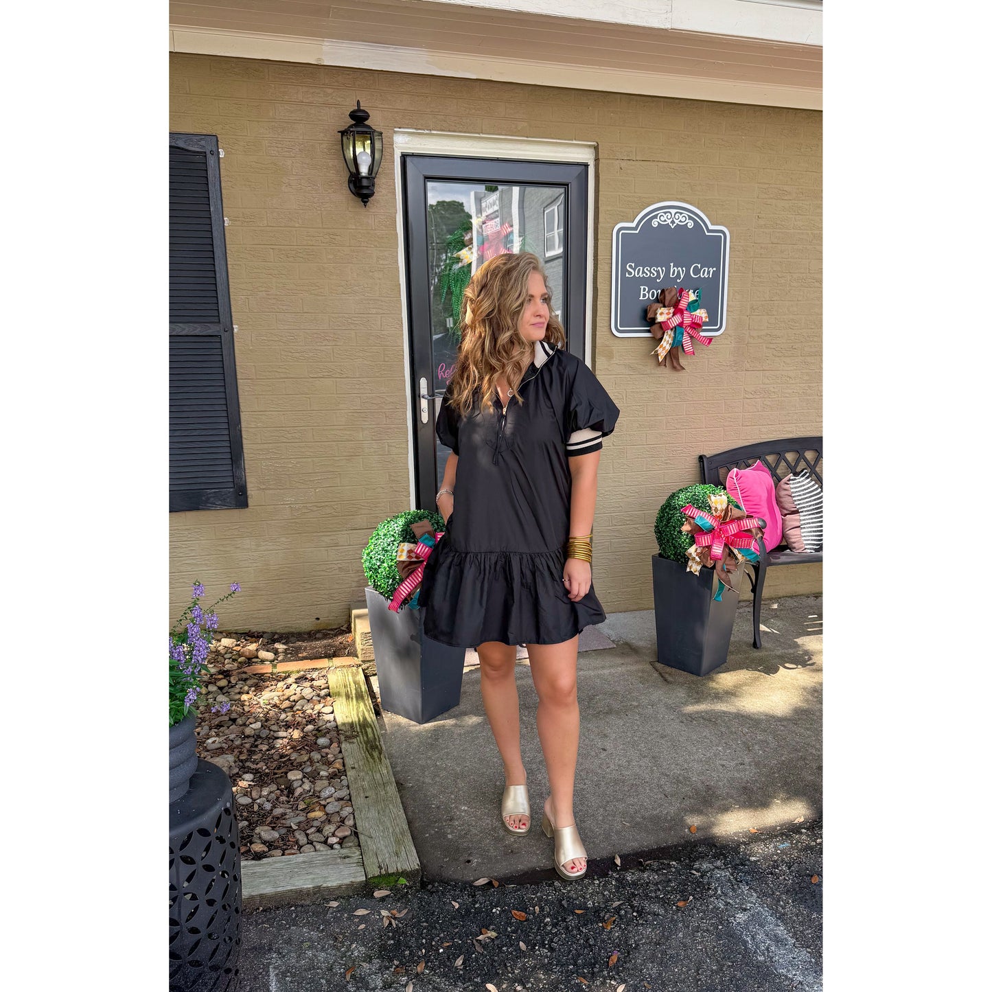 Kenny Mini Dress, Black/Taupe