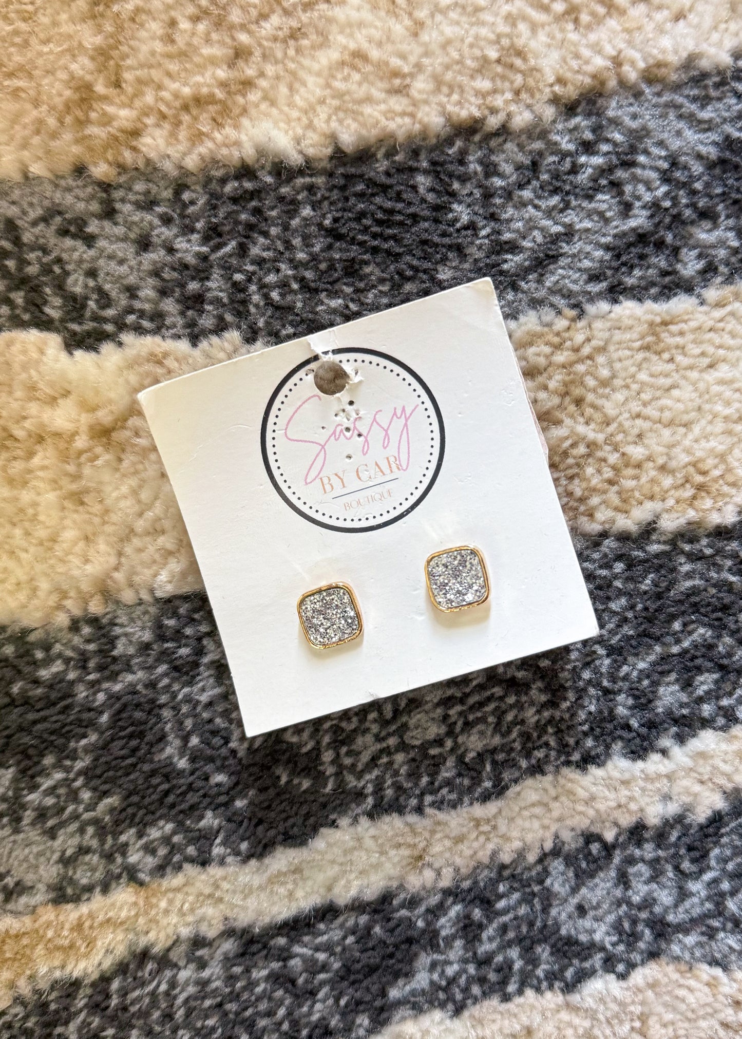Silver Glitter Studs
