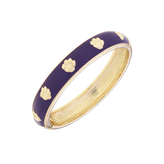 Clemson Tigers Sculpted Enamel Logo Hinge Bangle in Purple