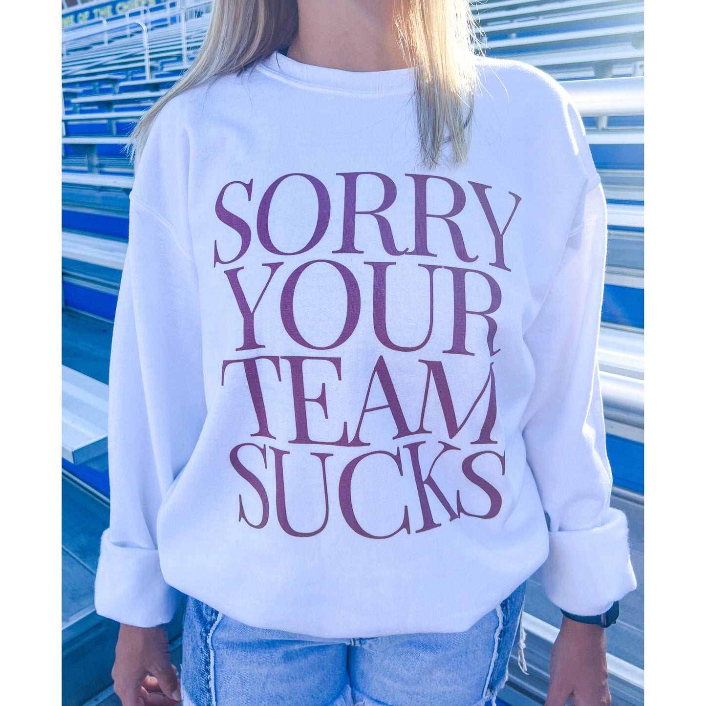 Sorry Your Team Sweatshirt, White/Red