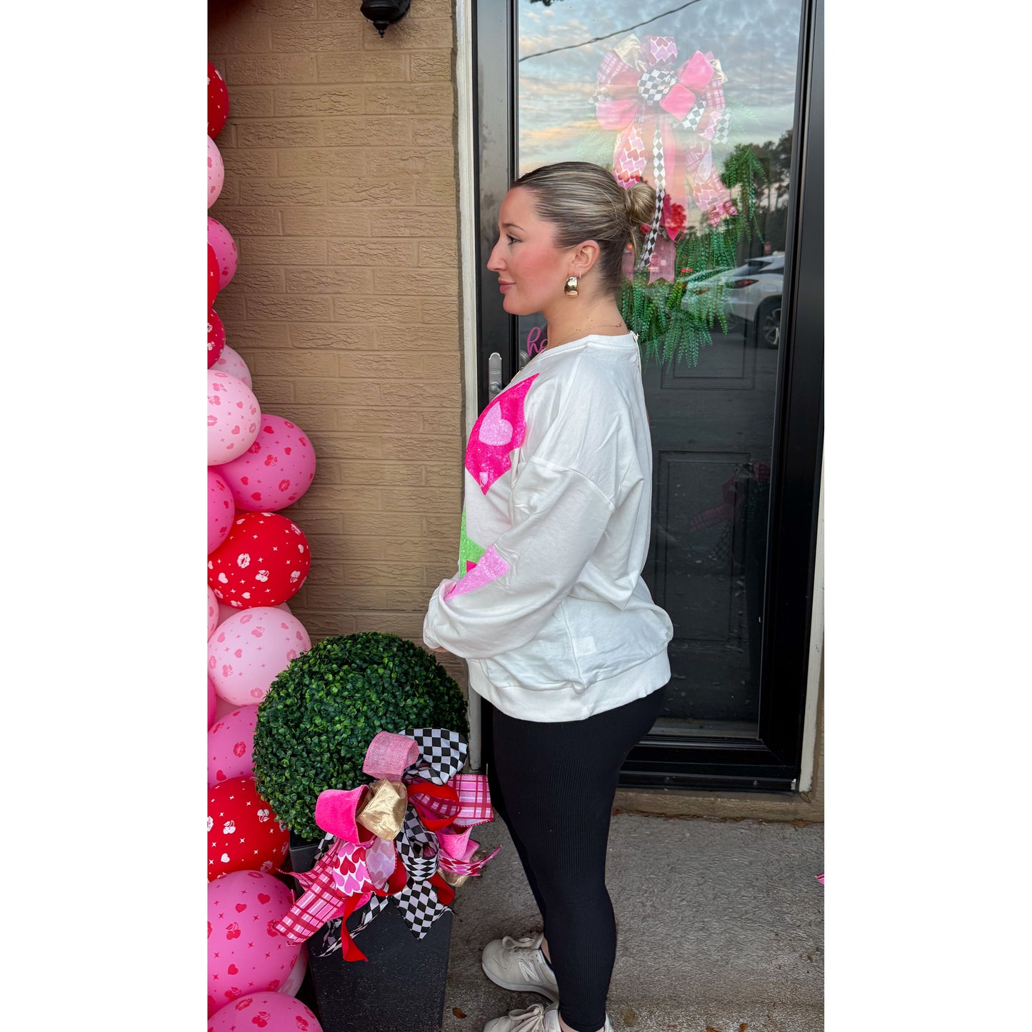 Ace of Hearts Sequin Top, White Multi