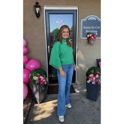 Ellison Mockneck Sweater, Apple Green