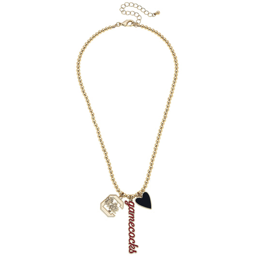 South Carolina Gamecocks Ball Bead Charm Necklace