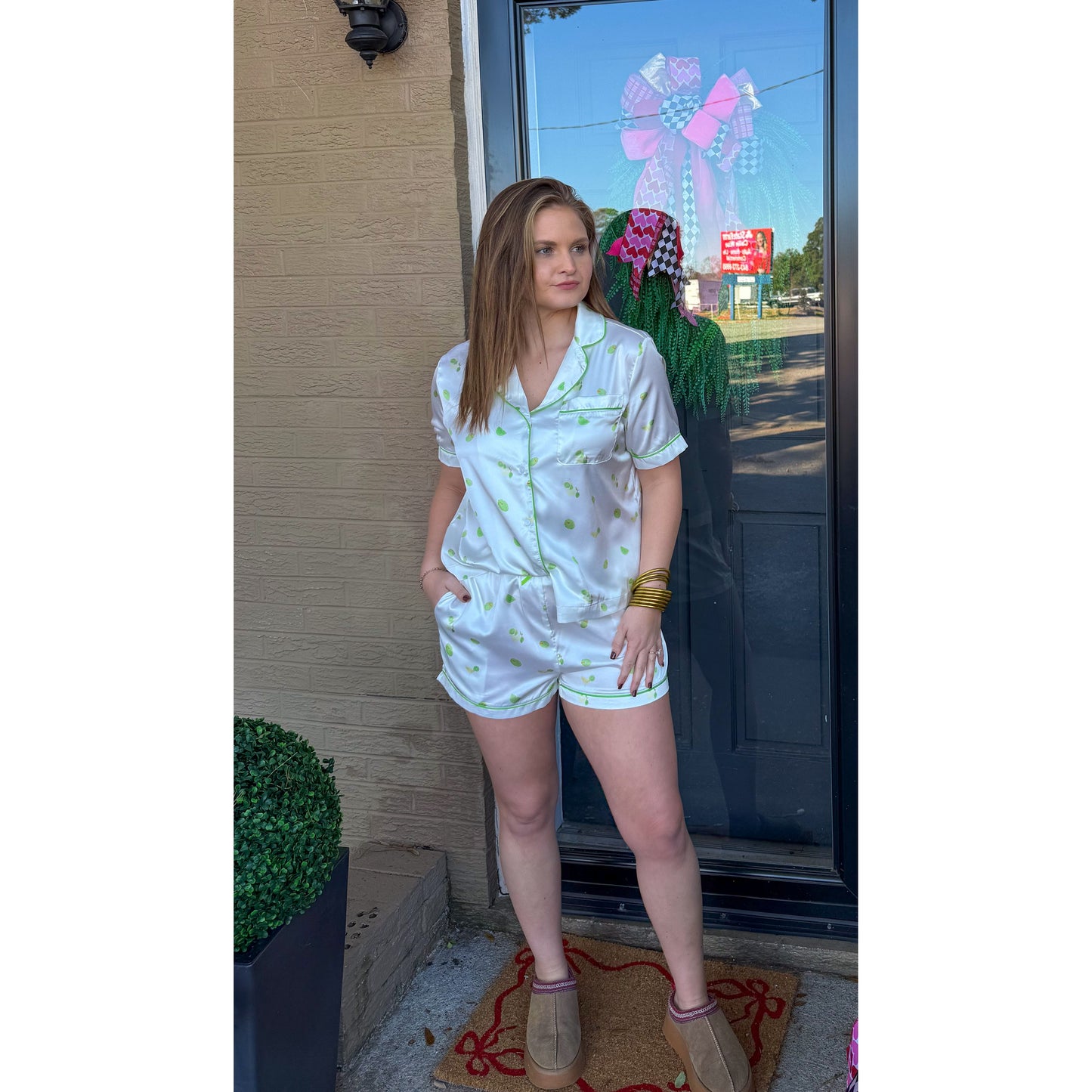 Graphic Detail PJs, Green/White