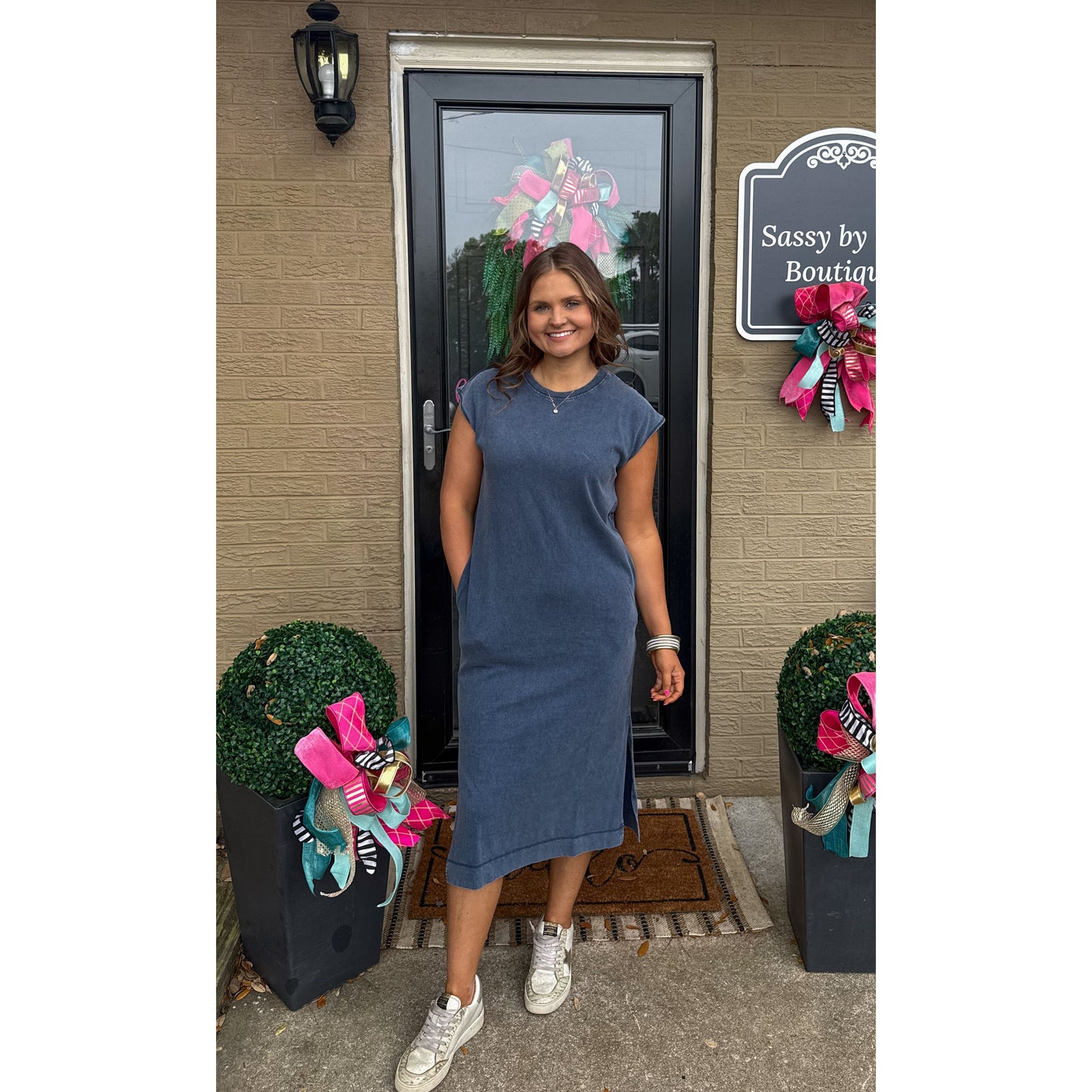 Fable Navy Midi Dress