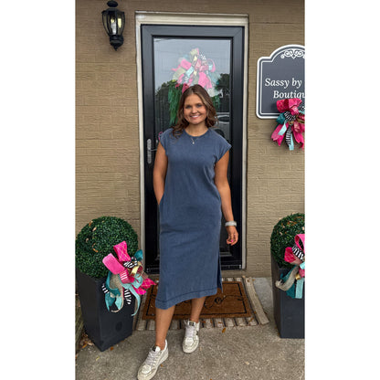 Fable Navy Midi Dress
