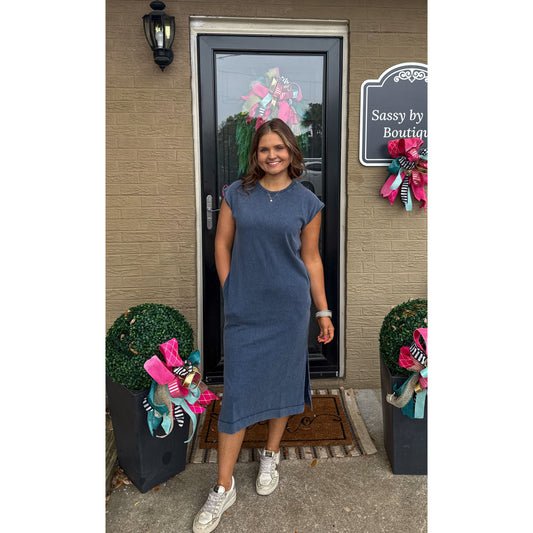 Fable Navy Midi Dress