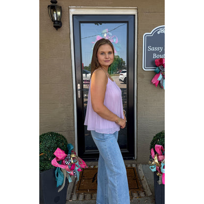 Lulu Pleated Cami Top, Lavender