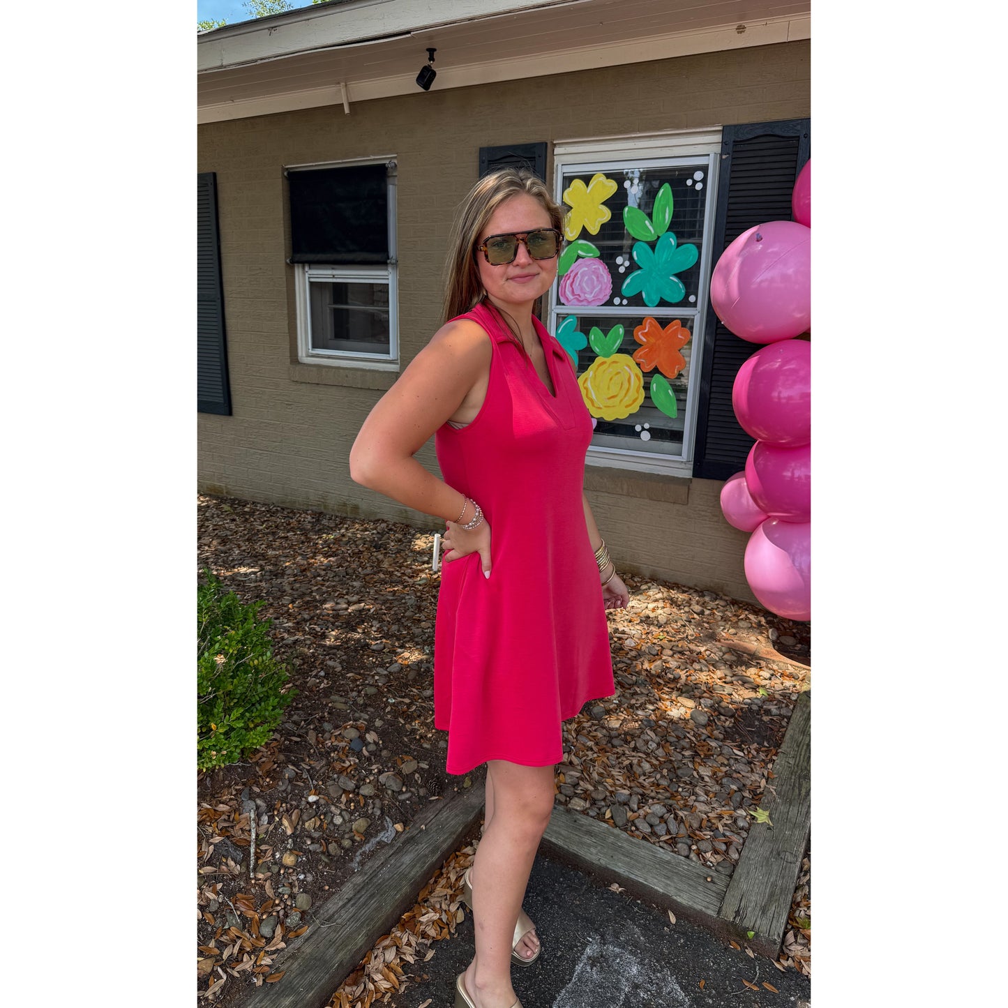 Darcy Mini Dress, Coral