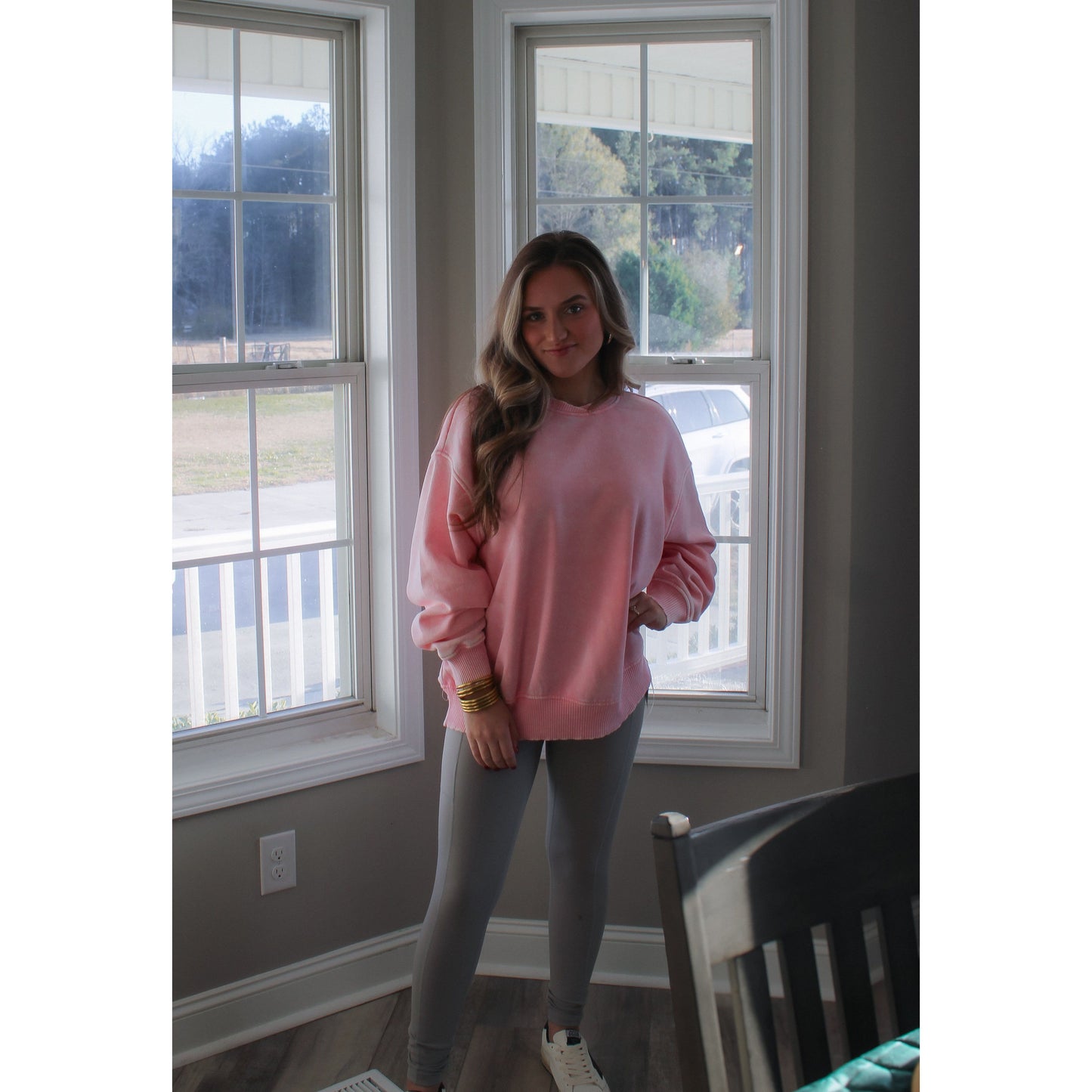 Georgie Oversized Sweatshirt, Light Pink