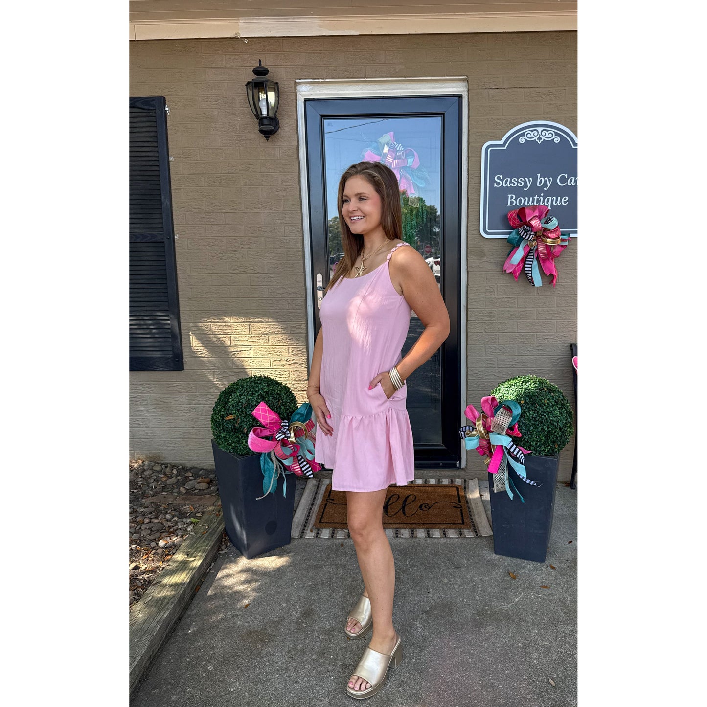 Maya Ruffle Mini Dress, Soft Pink