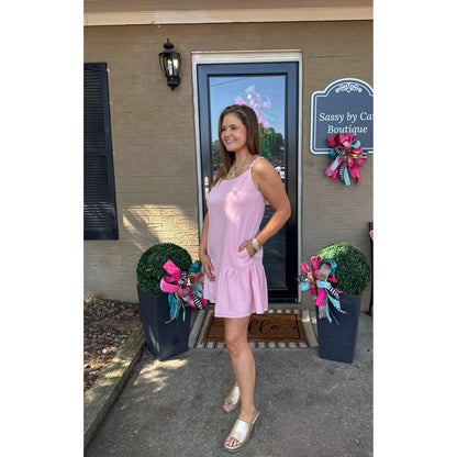 Maya Ruffle Mini Dress, Soft Pink