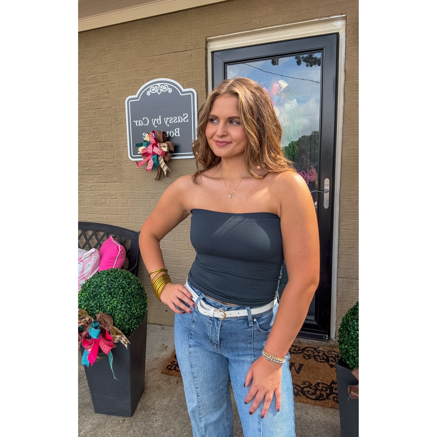 Two Layer Tube Top, Forest Green