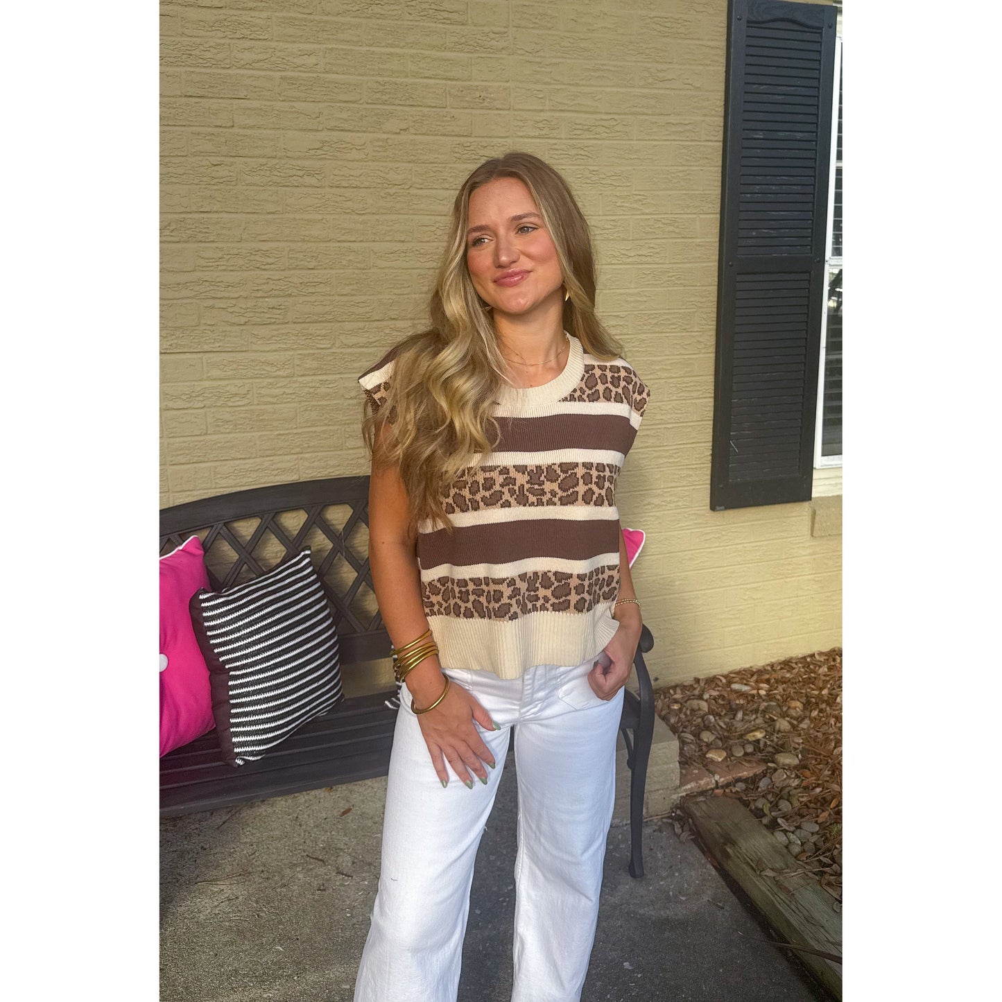 Kennedy Cheetah Top, Taupe Multi