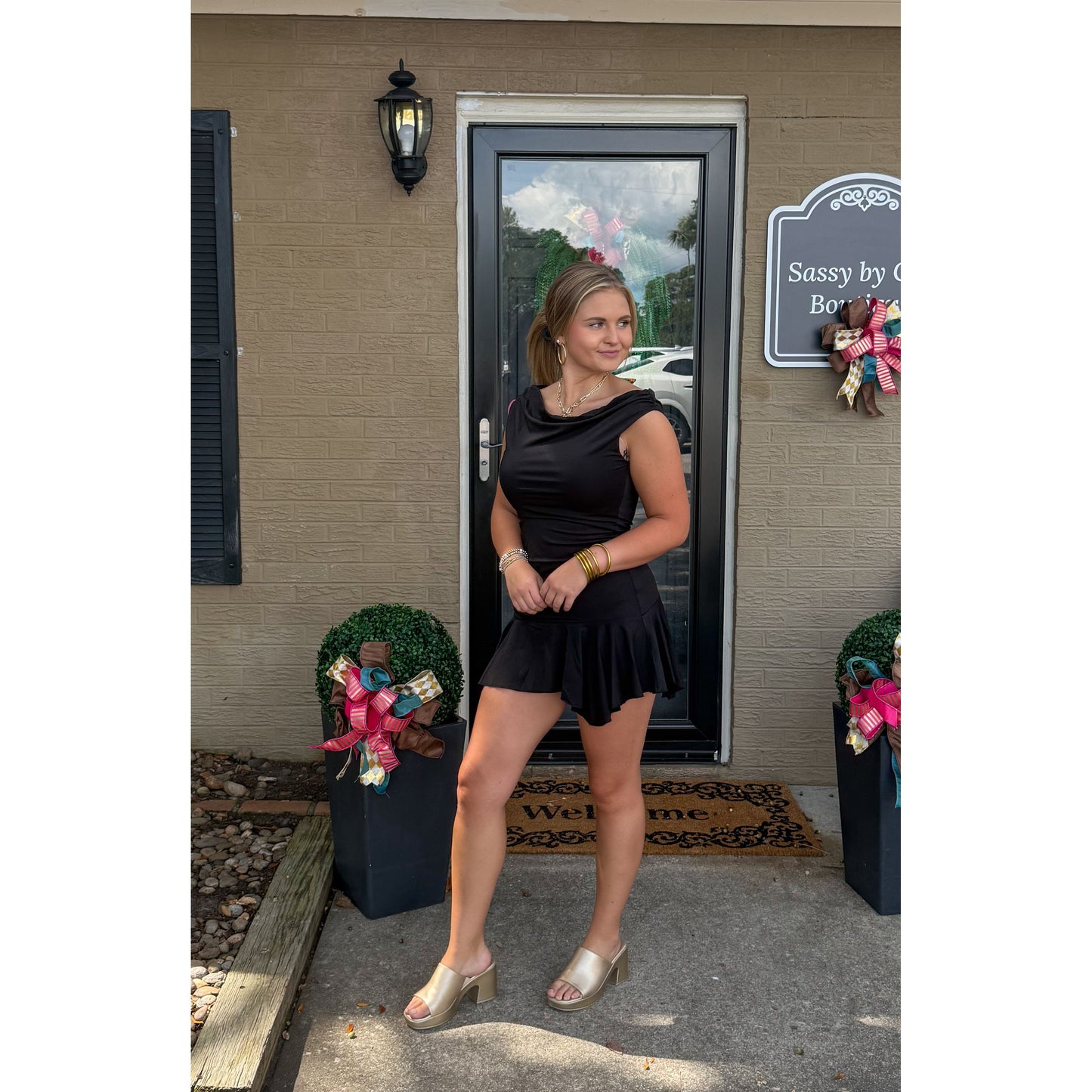 Asymmetrical Mini Dress, Black