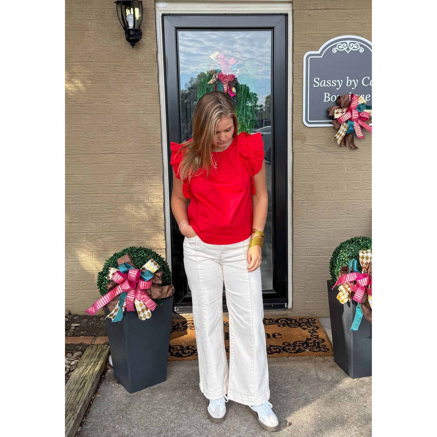 Palmer Blouse, Cherry Red