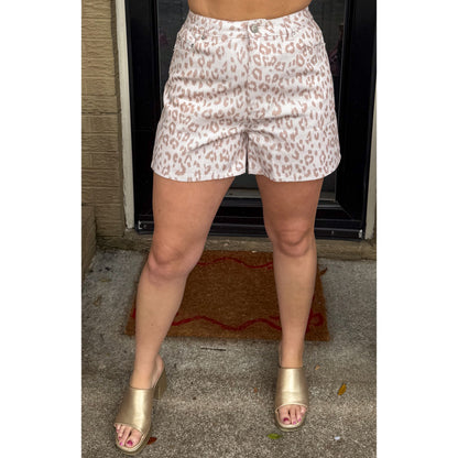 Leopard Denim Shorts
