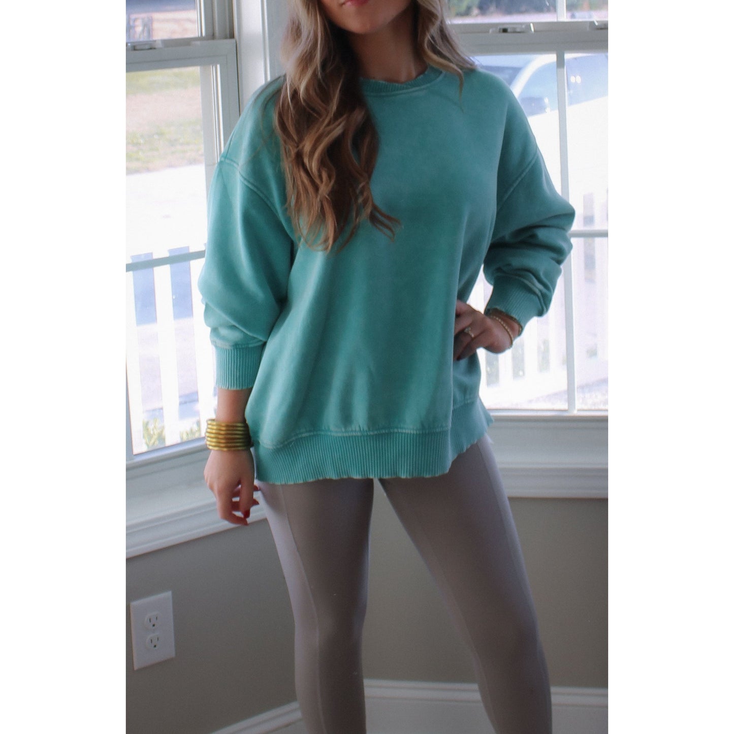 Georgie Oversized Sweatshirt, Turquoise